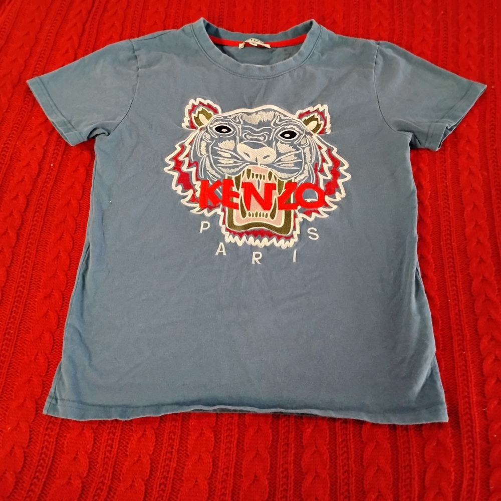 Kenzo Kids Blue Tee with Tiger Design